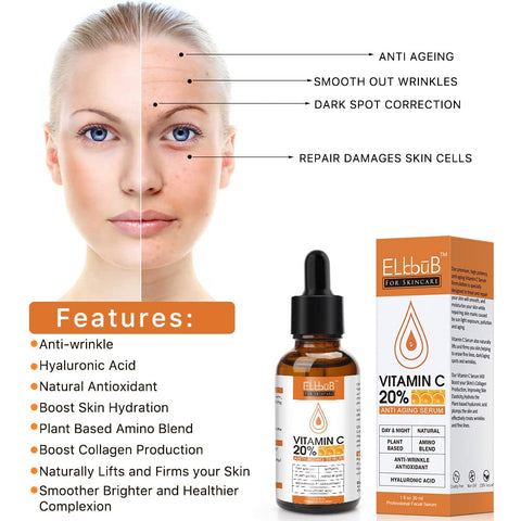 Serum Vitamina C AL 20% con ácido Hialurónico, Retinol y Amino - Índigo72.com