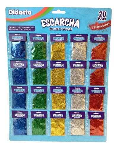 Set 20 De Escarchas En Blister 5 Colores Surtidos Indigo72 - Indigo72.com