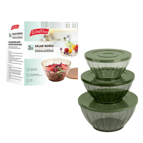 Set de 3 Envases Ensaladeras Bowl Acrílica con Tapa Indigo72 - Indigo72.com