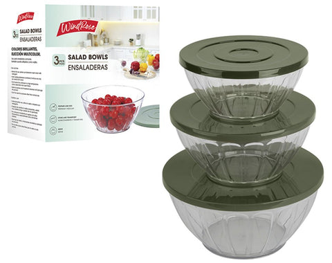 Set de 3 Envases Ensaladeras Bowl Acrílica con Tapa Indigo72 - Indigo72.com