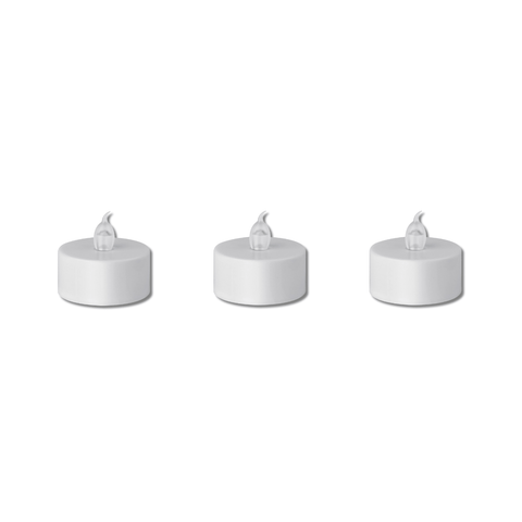 Set de 3 Velas Tea Light LED Luz cálida Batería incluida 100 Hrs - Índigo72.com