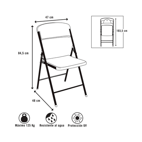 Silla plegable portátil Blanco - Índigo72.com