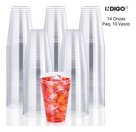 Vasos Plástico Premium De 14oz 414ml (paq. 10) - Indigo72.com
