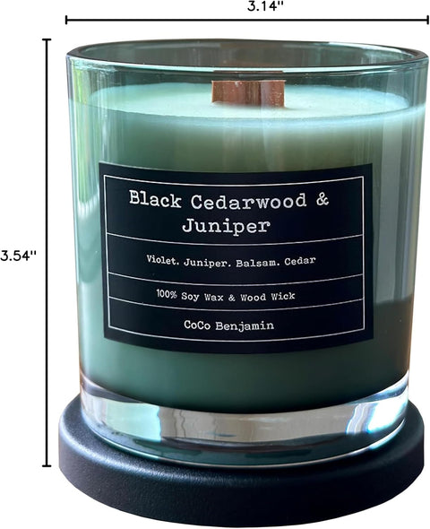 Vela Artesanal 1 Mecha Madera Black Cedarwood Cera Soja 70hr 560gr - Índigo72.com